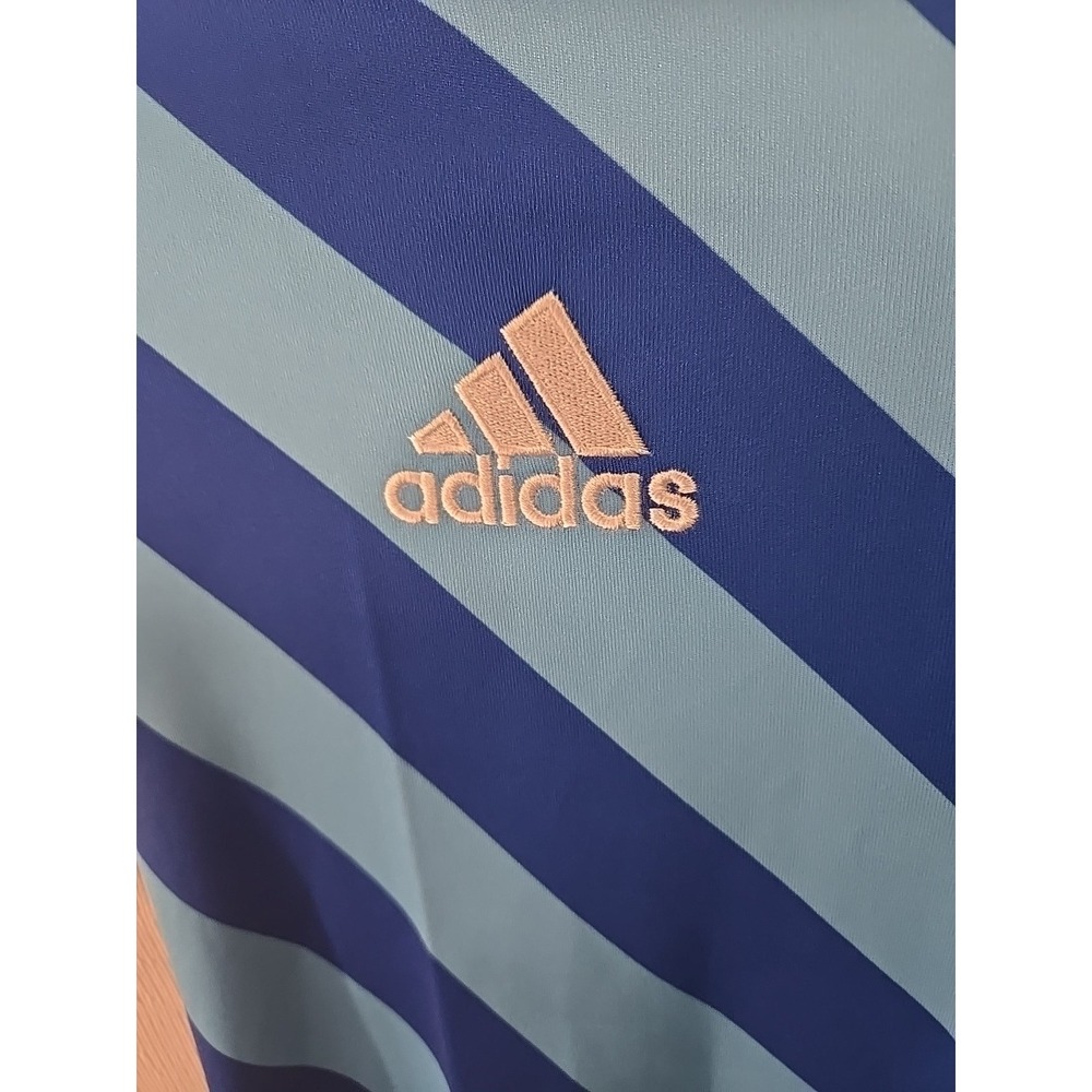 Adidas Men's Large Aeroready Shirt Blue Training Tee Moisture Wicking 3‎ Stripes - Picture 3 of 12